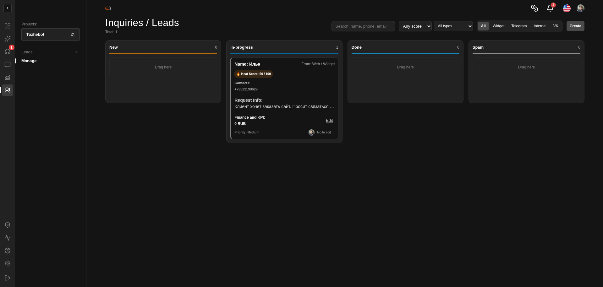 4.1. Requests and Leads