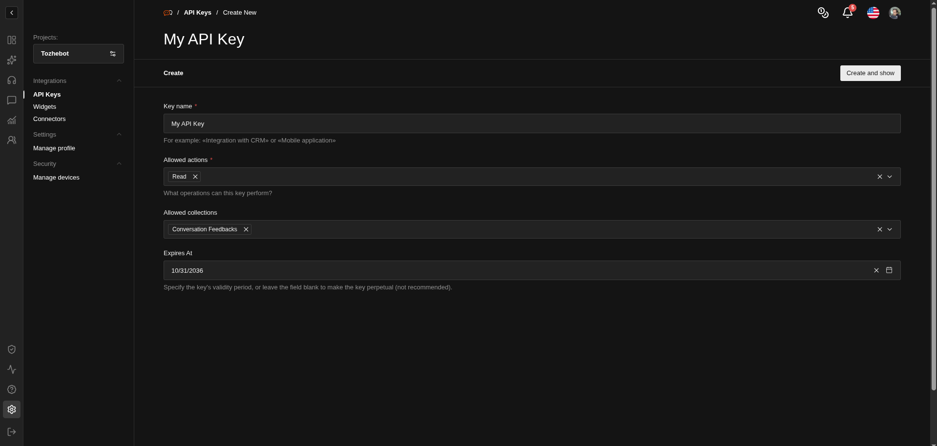 6. Integrations and API